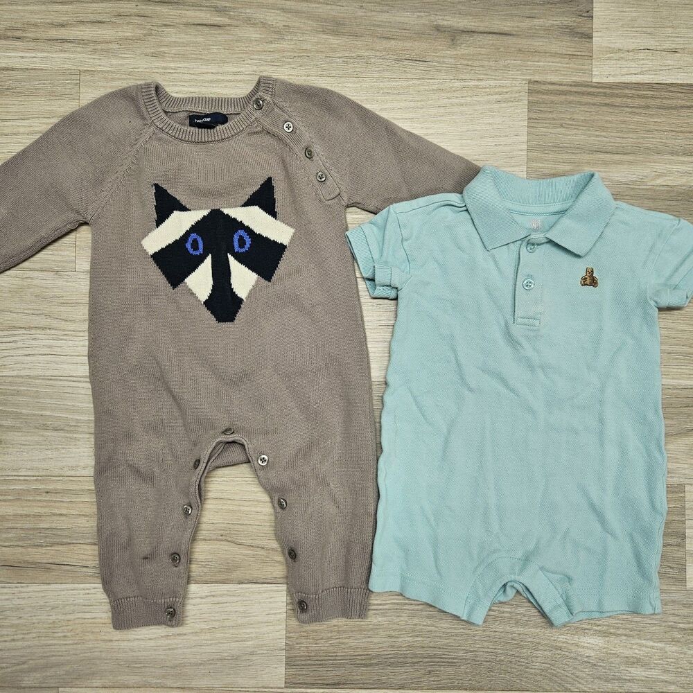 Baby Gap Boys One Piece Rompers Size 3-6 Months Blue Gray
